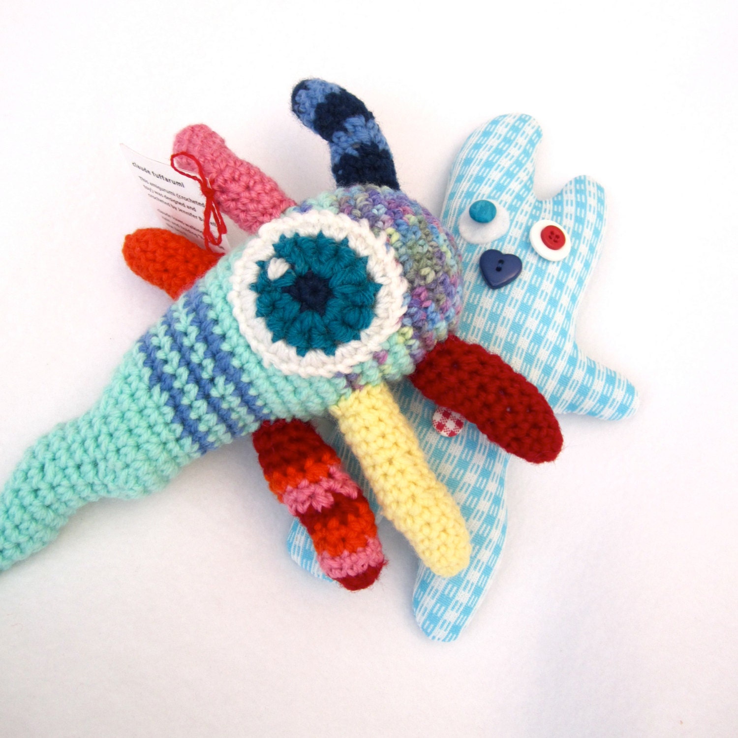 Amigurumi Plush Monster - Crocheted Toy - Claude Fuffarumi Multi Colored Stuffed Animal