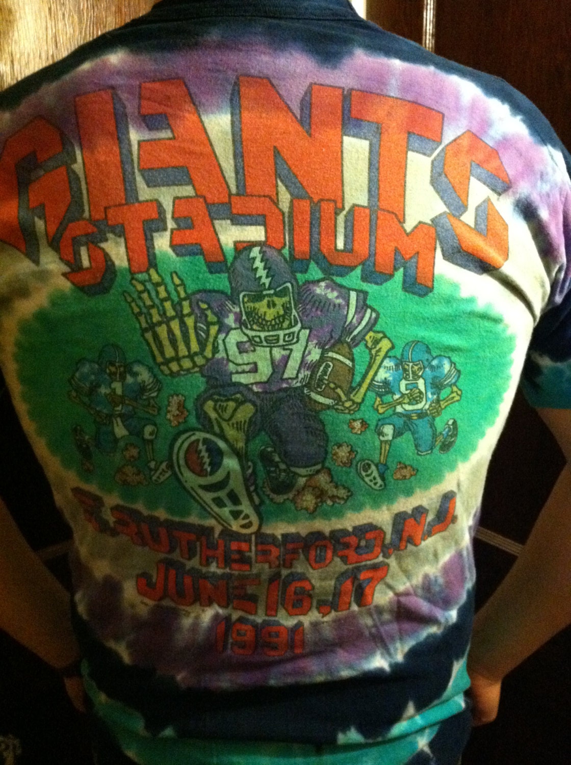 RARE Vintage Grateful Dead Liquid Blue Tie Dye Concert Tee Shirt- Giants Stadium 1991