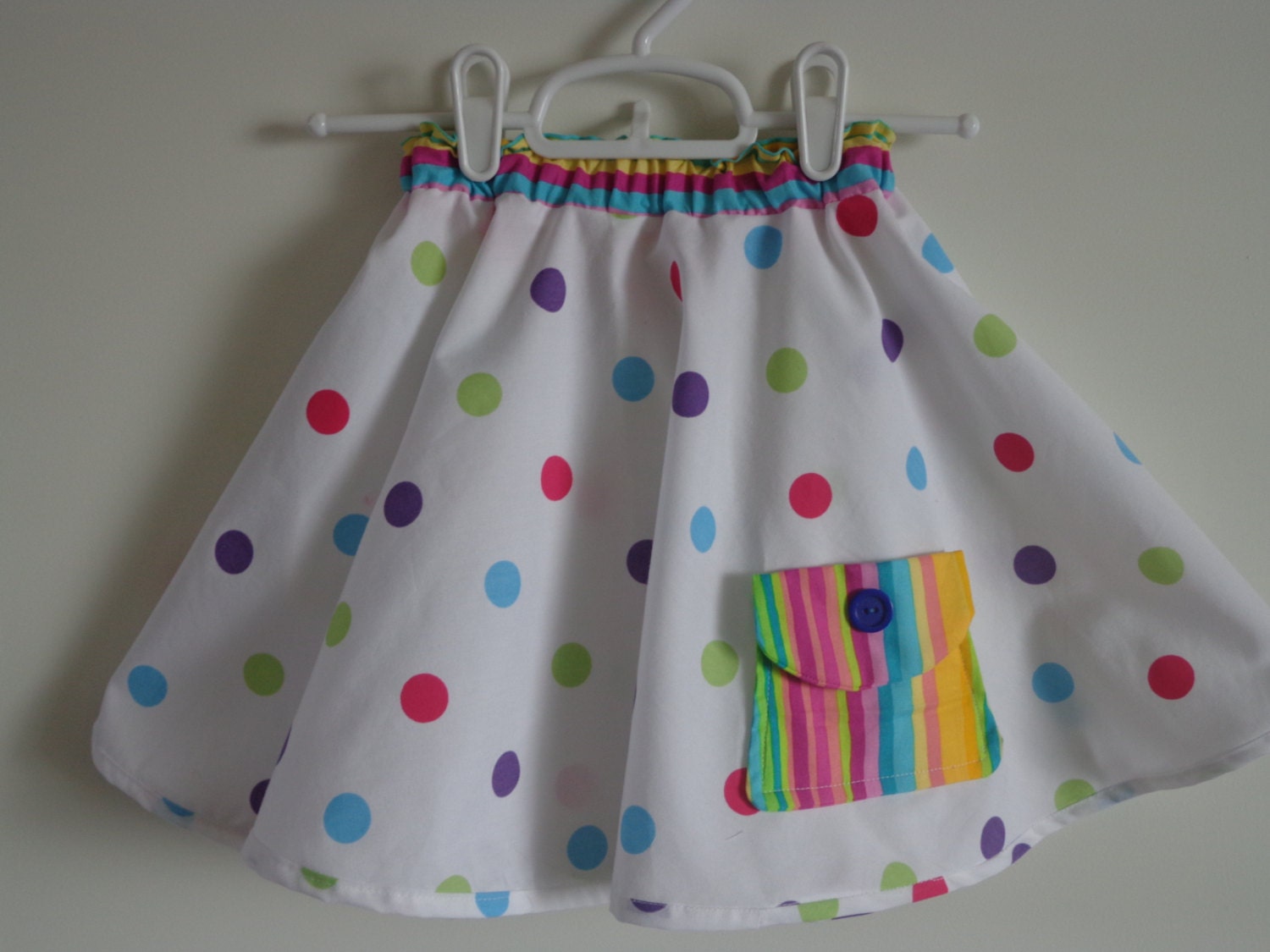 Size 3, Girls Handmade, Polka Dot, Twirl Skirt, For Spring And Summer.