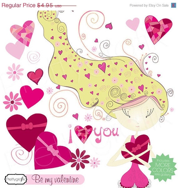 40% OFF valentine girl clipart commercial use, vector graphics, digital clip art, digital images, instant download - PGCLPK448 Il_170x135