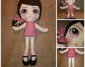 Cute handmade large big eyed cloth art doll collectable primitive folk rag doll