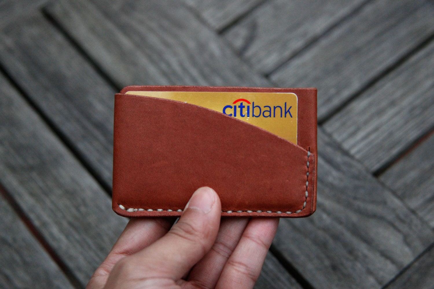 grams28 - Leather folded cash wallet Card holder (hand stitched) Money Clip or gift idea Cardholder (italian leather)