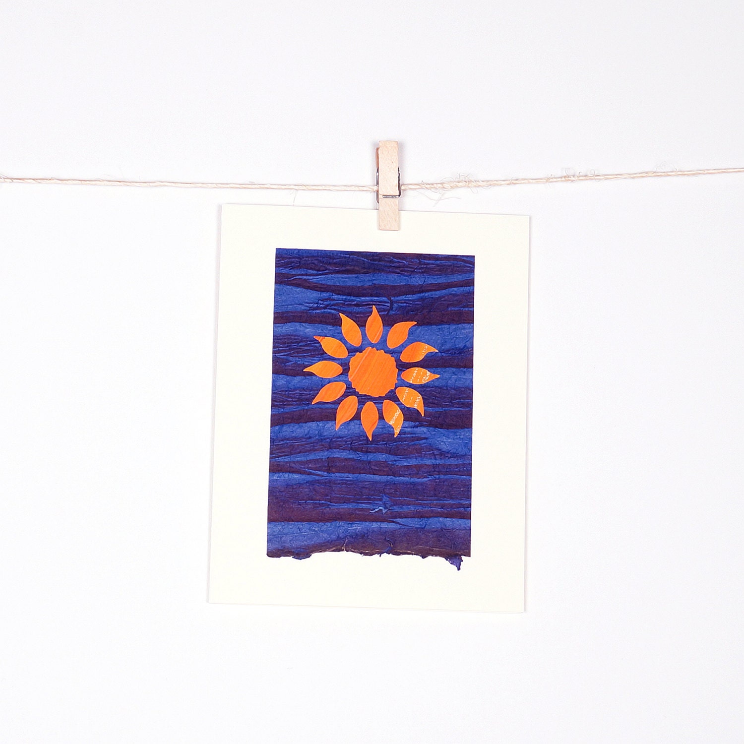 Sunflower Greeting Card Deep Blue Sky Bright Colors Birthday Gift Enclosure Thank You Notecard Golden Yellow Cobalt Blue