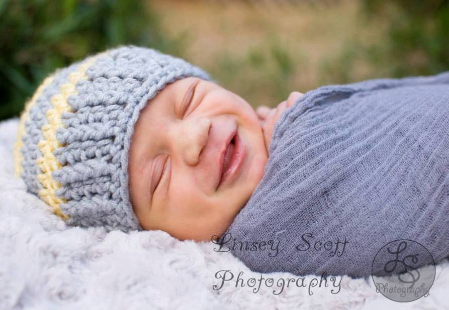 Pdf Crochet Newborn Striped Beanie Pattern. Permission to Sell Finished Beanies. INSTANT DOWNLOAD