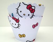 Hello Kitty Cupcake Wrapper - Hello Kitty Cupcake Liners - Hello Kitty Party - Hellow Kitty Birthday - Cupcake Wrapper