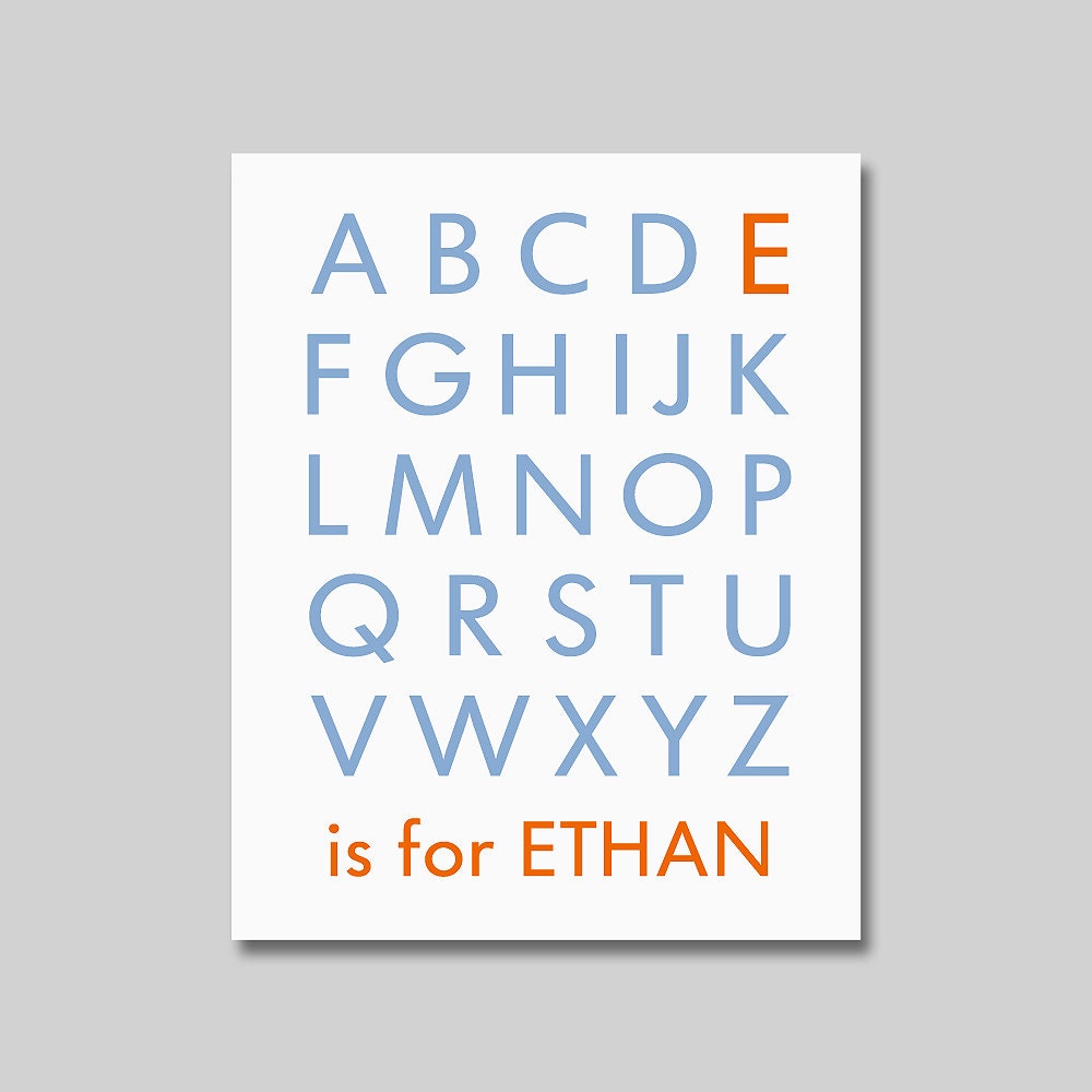 Nursery - 8x10 inches - Child's Bedroom - Kid's Room - Customizable - Personalize - Alphabet - Poster