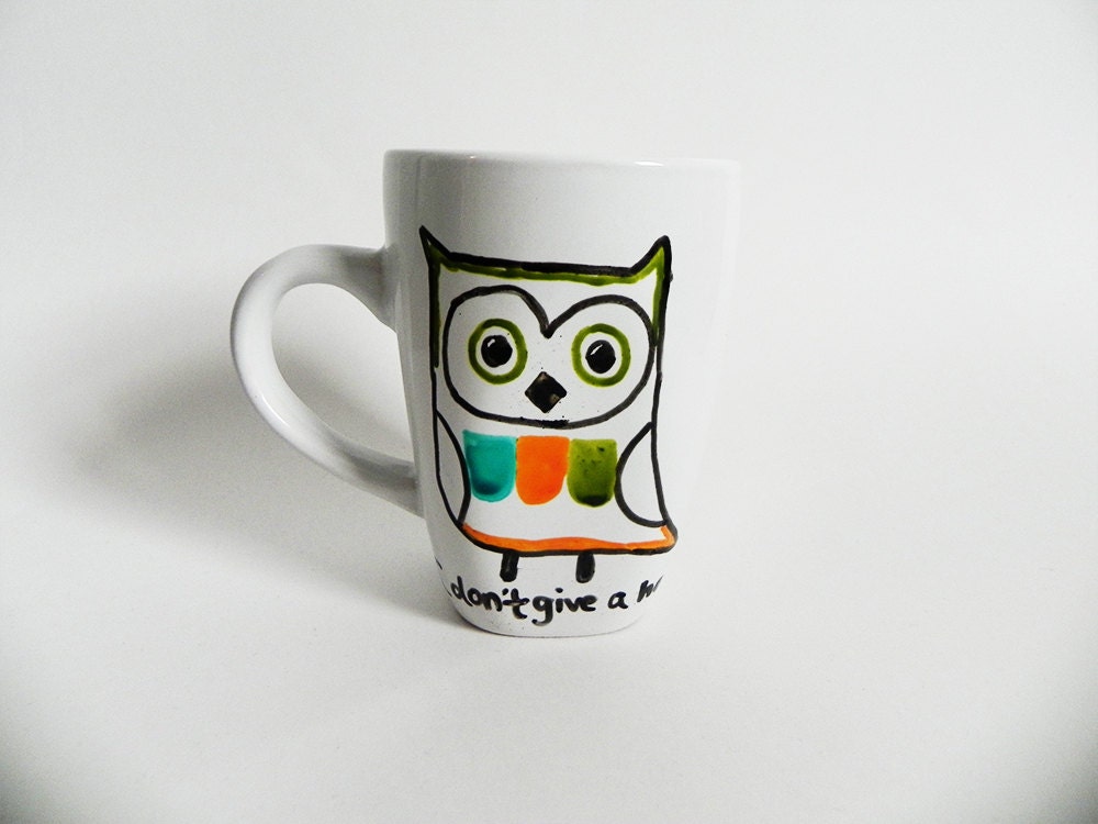 colorful owl - I don't give a hoot. - mug // hand-drawn/written - Espressions