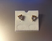 For Valentine's Day: Gold Love Heart Post Earrings with Rhinestones