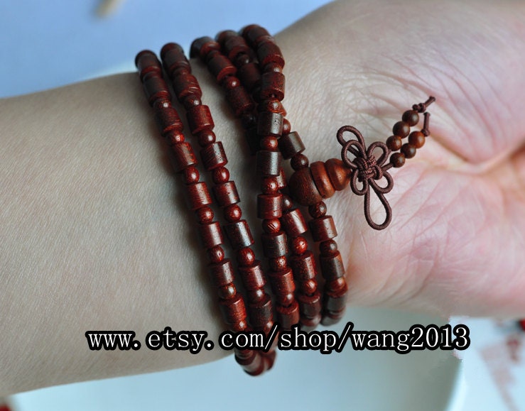 Free Shipping - lobular rosewood 108 Barrel Spacers beads prayer beads stripes bracelet