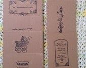 Set of 6 different stamped Vintage cards for any occasion- blank on the inside for writing the perfect note