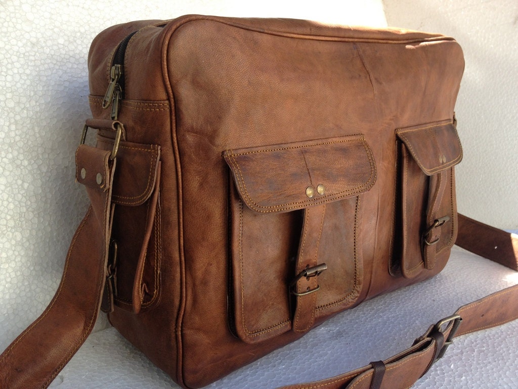 leather bag , leather briefcase 17 inch handmade leather messenger bag cabin travel bag vanity leather shoulder bag pouch leather satchel