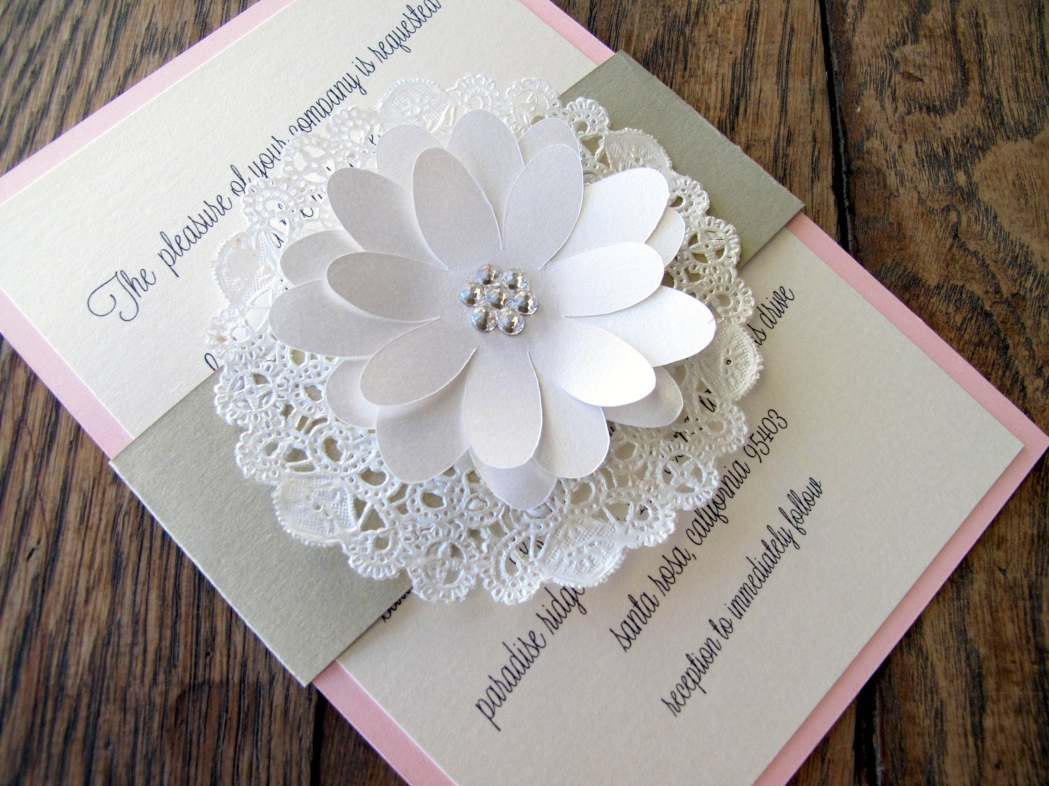 Items similar to Wedding Invitation Lace Doily Flower on Etsy