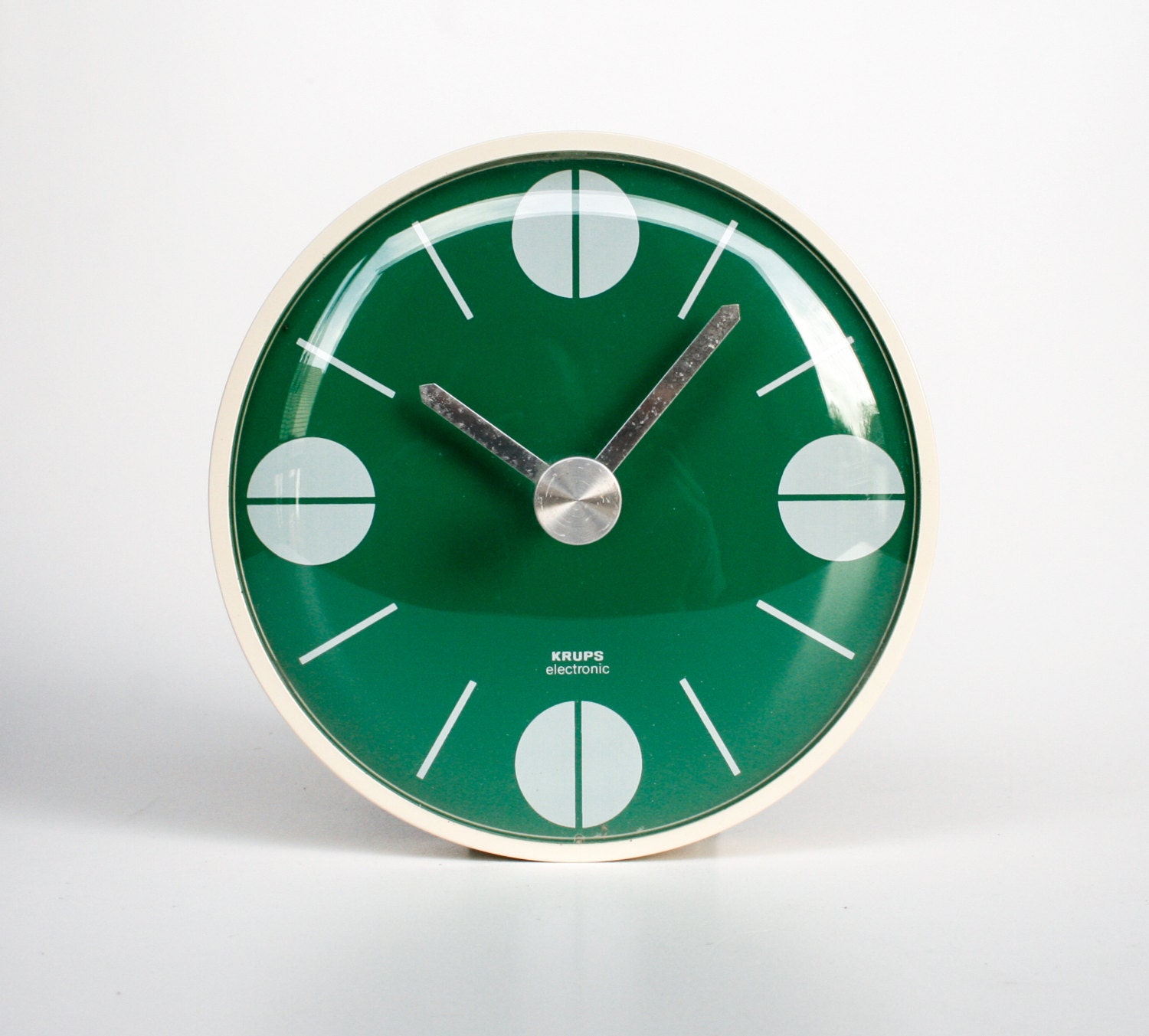 Mid Century Modern Wall Clock - Pop Art Green & White 60's 70's design -  KRUPS, Germany
