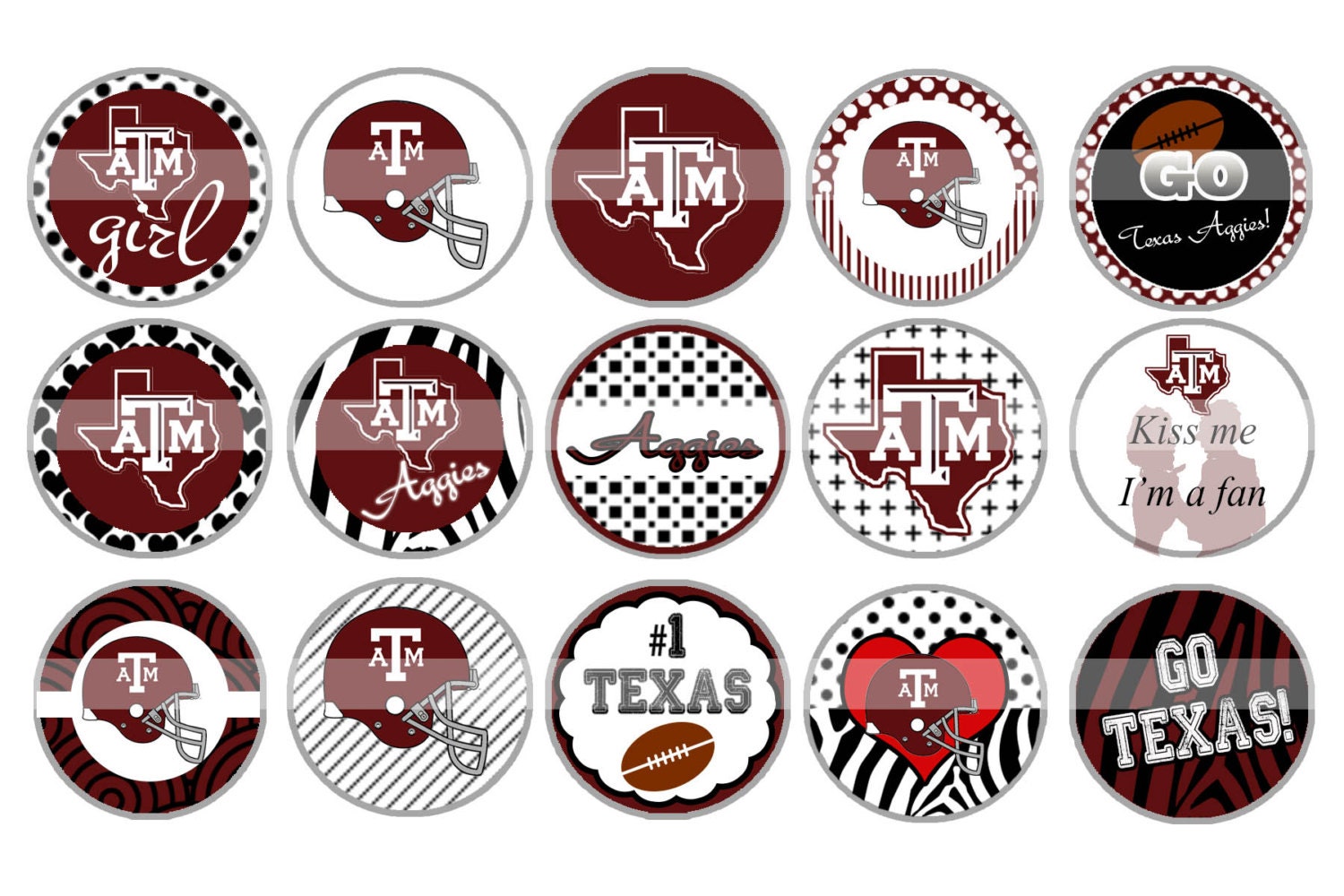 SALE INSTANT DOWNLOAD 1"  Texas A&M University Aggies Football bottle cap printable image No. B54