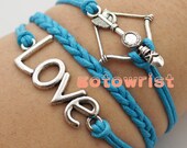 Silver Love Bow Arrow Bracelet Wax Cords Leather Bracelet Personalized Bracelet