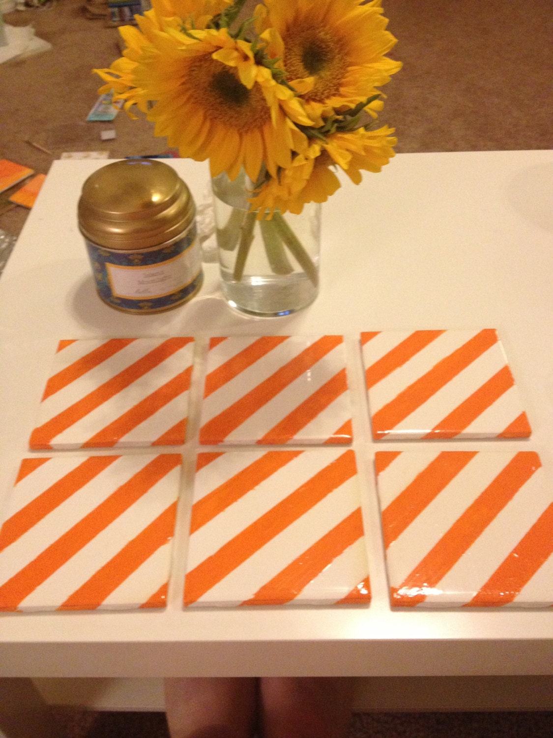 Orange Striped Coasters