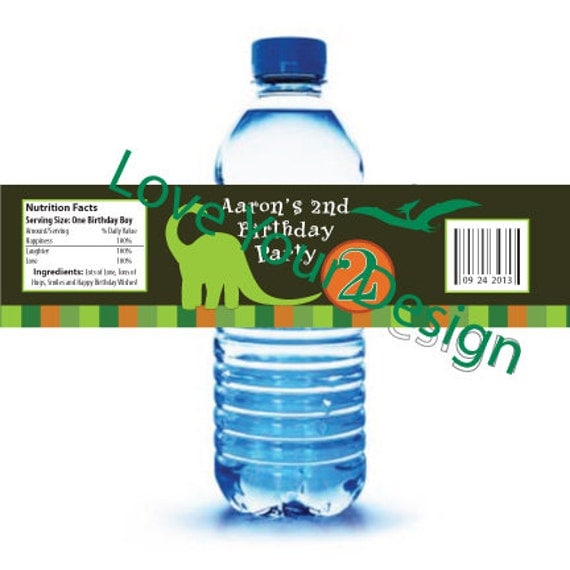 Free Printable Water Bottle Labels Template Dinosaur