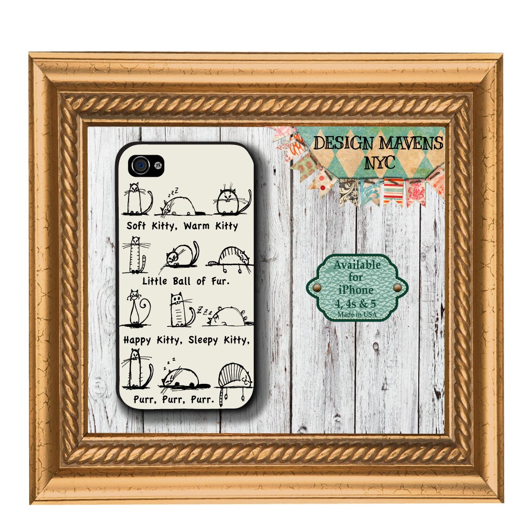 Soft Kitty iPhone Case, Hard Plastic iPhone Case, Fits iPhone 4, iPhone 4s & iPhone 5, Phone Cover, Phone Case