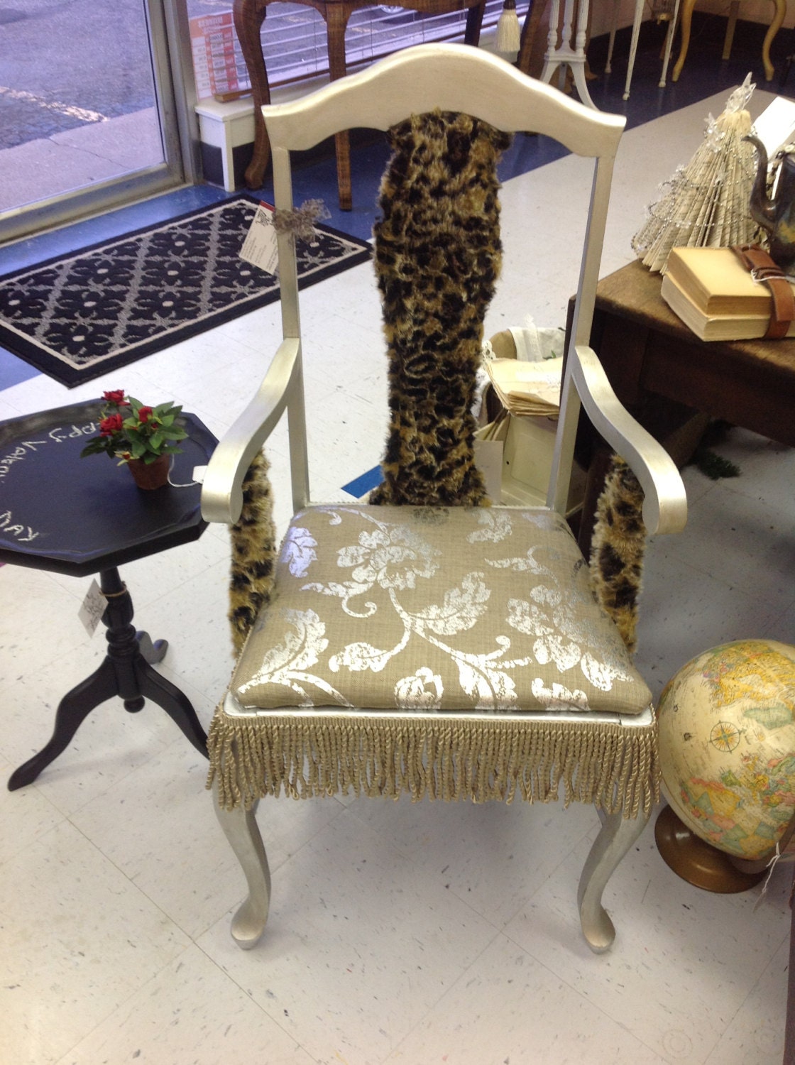 Funky and Elegant Silver Haze and Leopard Fur Chair