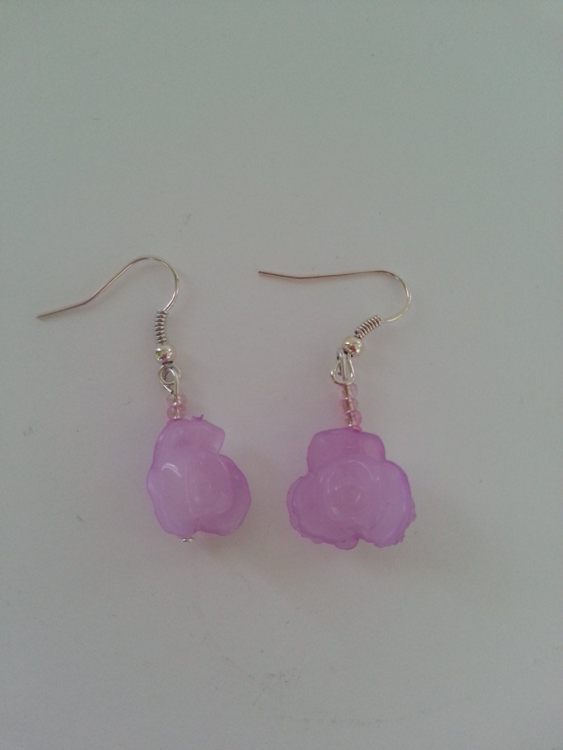 Purple Earrings "Rose" Handmade Stylish Accessory