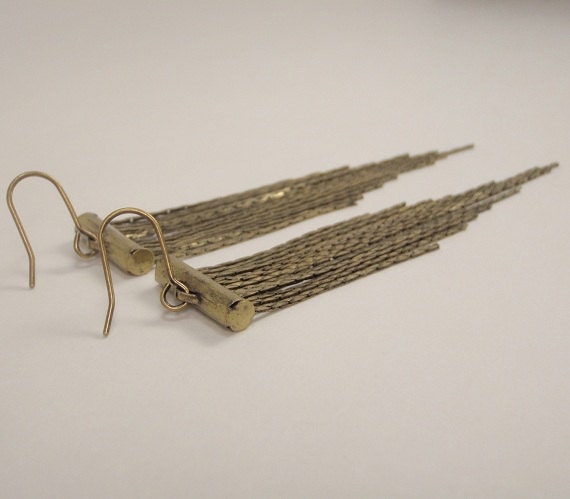 Antique Brass 80s/90s Inspired Chain Dangle Earrings