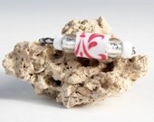 White leather Bracelet with Pink n white Paper beads and Glass beads