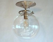 Clear Globe Semi Flush Pendant Light - 8" Globe