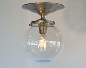 Clear Globe Semi Flush Pendant Light - 6" Globe