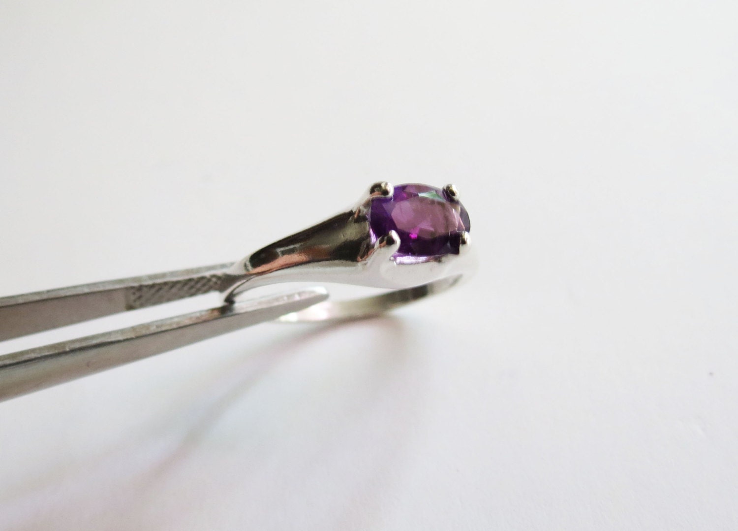 Natural 6x4mm Oval Purple Amethyst and Sterling Silver Ring for Women, Size 7.5, Jewelry, February Birthstone, Gemstone Jewelry
