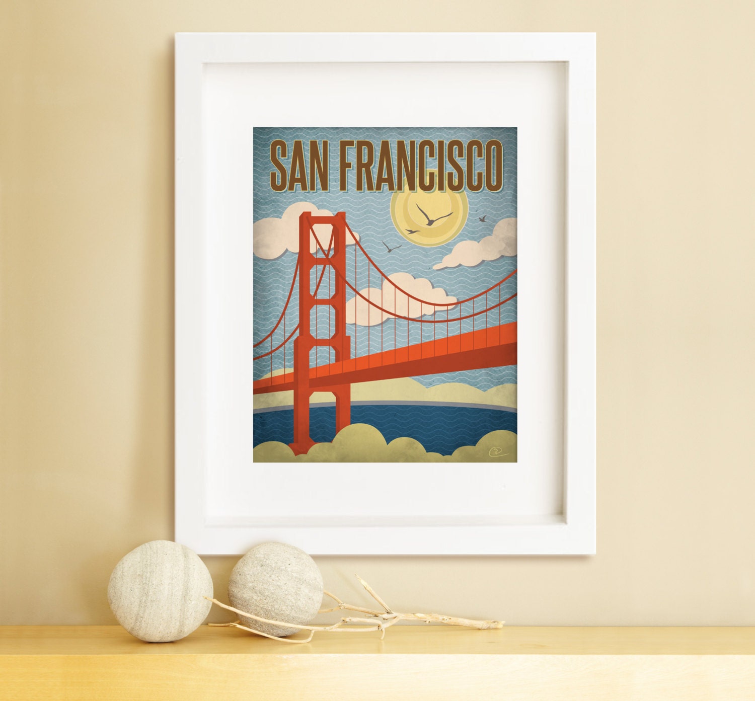 SAN FRANCISCO, San Francisco Art, Travel Art, San Francisco Illustration, San Francisco Print, Golden Gate Bridge Art