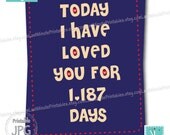 Today I Have Loved You, love you is anniversary gift valentine template card personalized notecard heart diy husband wedding boyfriend