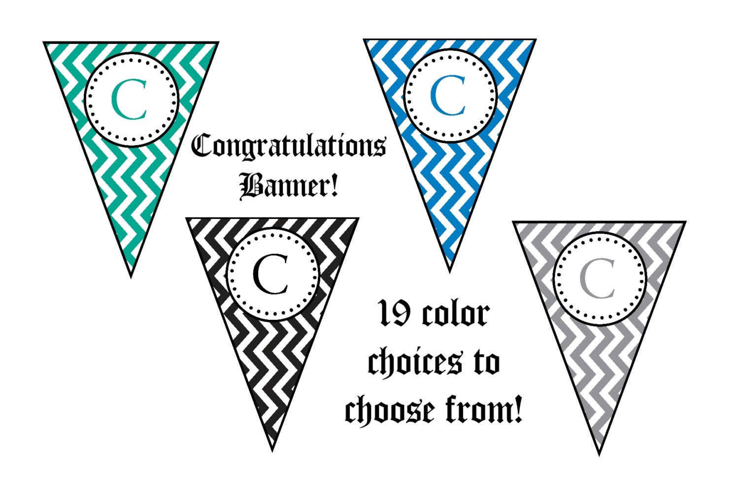 19 Color Choices Chevron Congratulations Graduation Banner with name Printable High School College Il_170x135