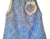 Little girls pillowcase dress toddler baby blue and white custom handmade