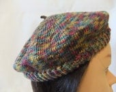 Teen Girl Hand Knit Tam Handmade Hat Womans Rust Green Gold Variegated Hat Accessory