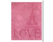 Paris Art Print -- Romantic Eiffel Tower Digital Wall Art Print -- Pink Love Home Decor Wall Decor wall hanging -- France