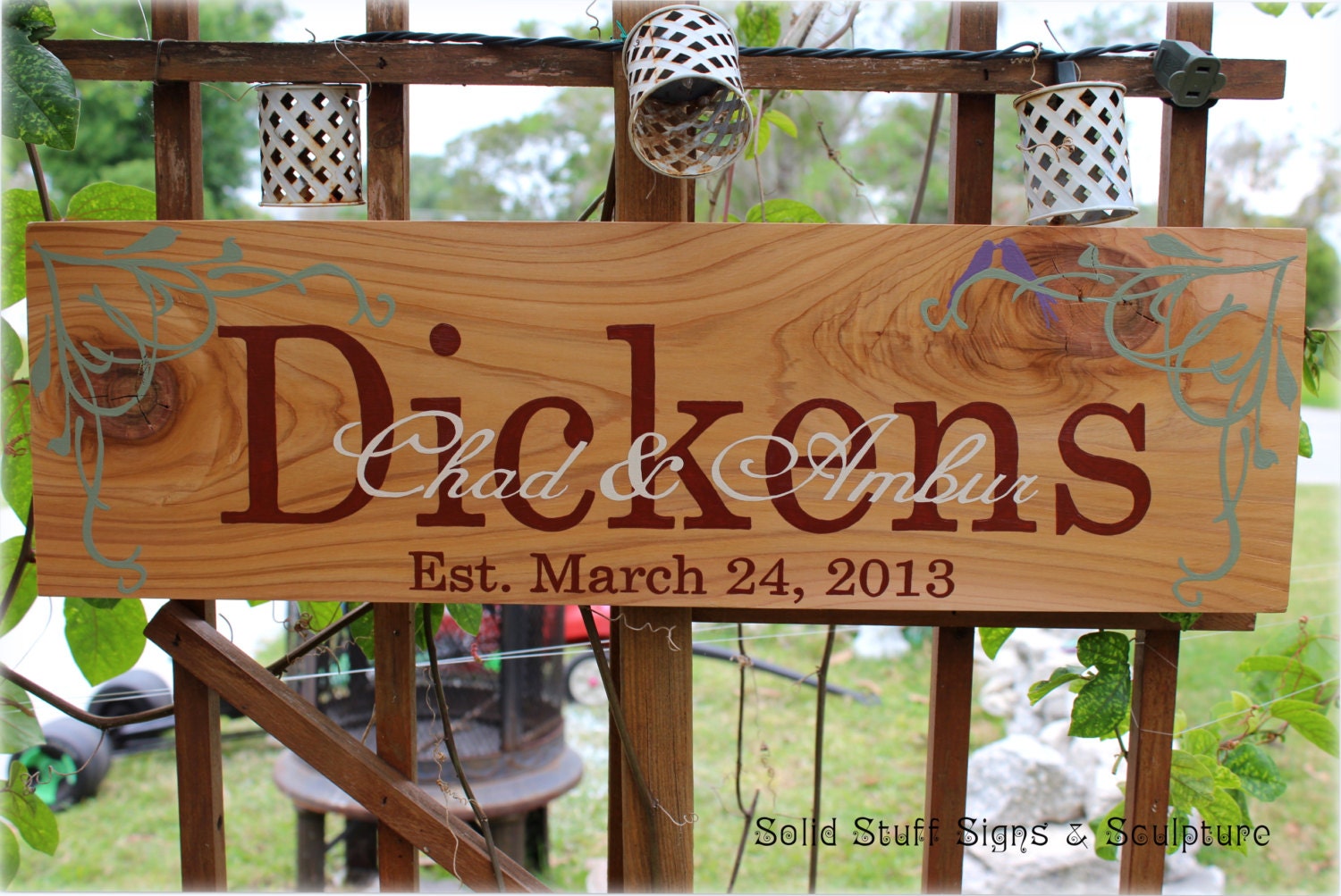 Personalized Family Established Sign, Custom Family Name Cedar Wood Sign, Wedding, Anniversary , Housewarming - Your Choice of Colors