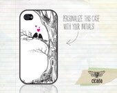 Sweet iPhone Case - Black and White Love Birds iPhone 4 Case, iPhone 4s Case, Cases for iPhone 5, iPhone Cover (0181)
