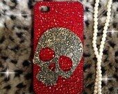 iPhone Case glitter bling iphone case unique iphone 4s case  clear iphone 5 case punk Skull iPhone 4 Case