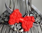 Red hair bow headband, red, black and white chevron headband, girls headband, baby headband, infant headband, hair bow hair accessory