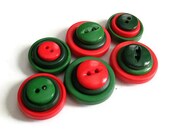 Button Magnets Red and Green Christmas Colors Handmade