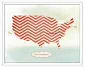 This is a 8x10 personalized multi colored United States map print.