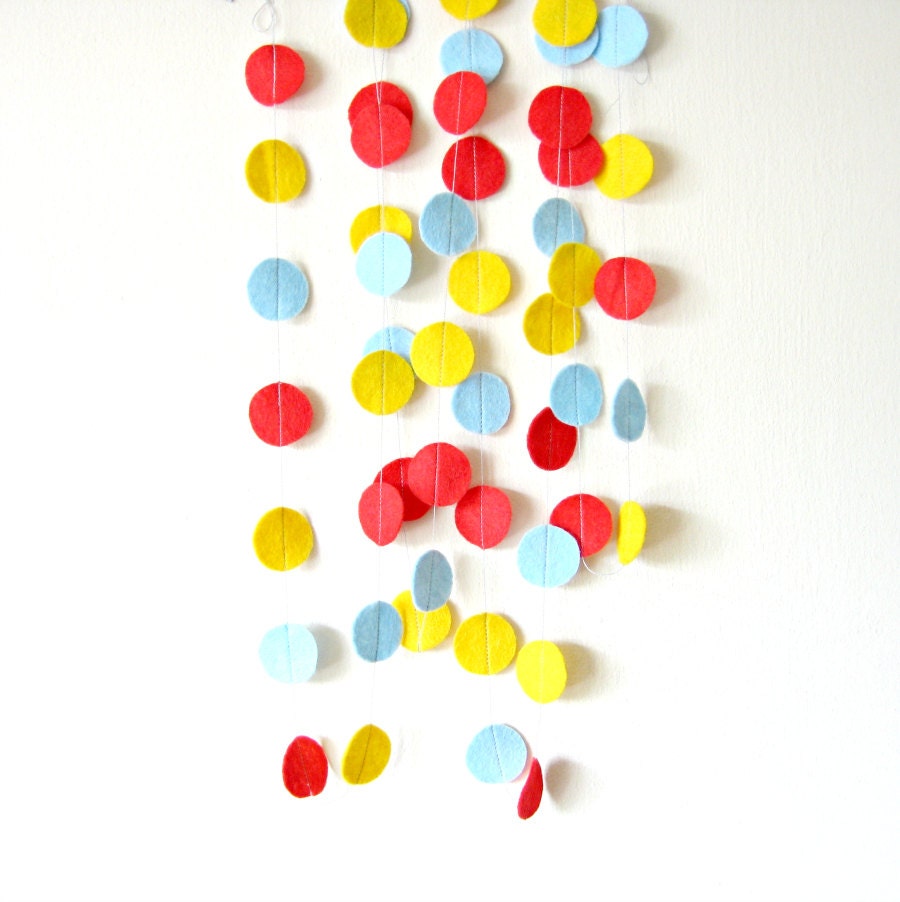 Colorful Circle Felt Garland - home decor, felt bunting, circus garland banner, birthday decorations