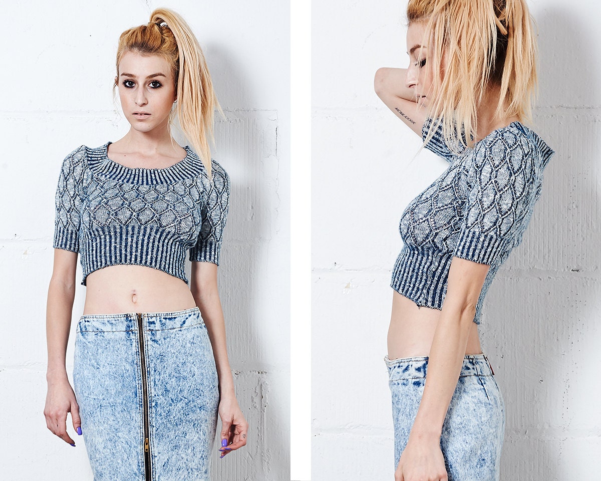 x / / Blue Crop Sweater S / / x