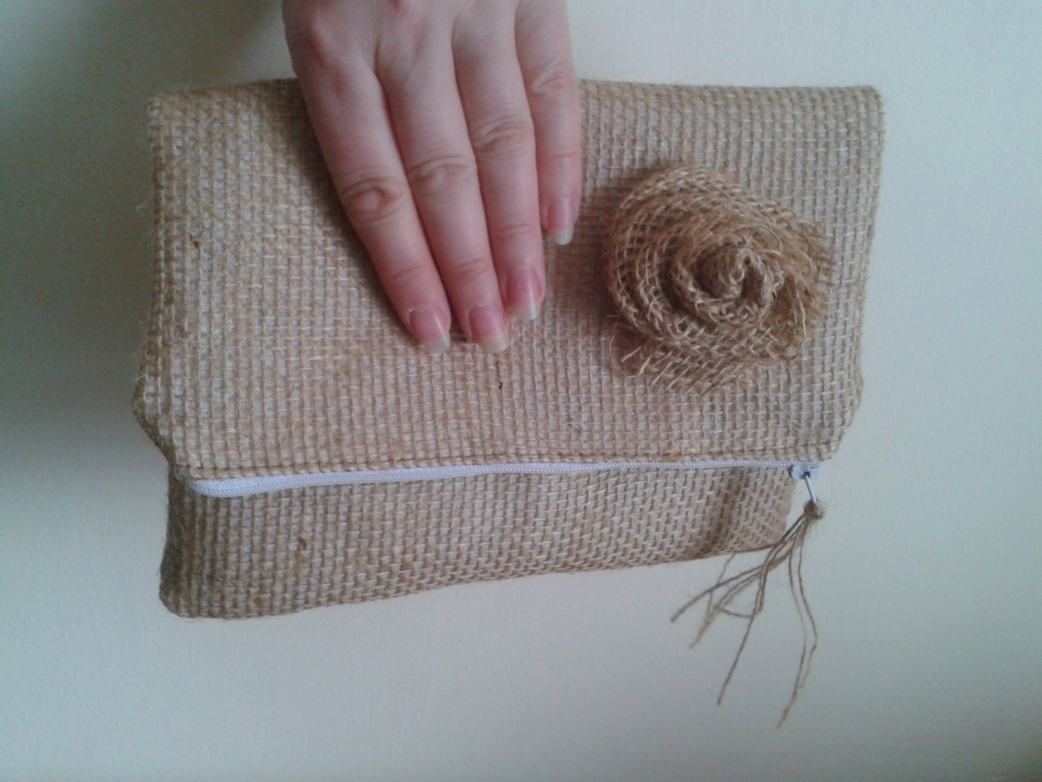 Bridesmaids Burlap Folded Clutch, Wedding Clutches