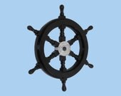 Wood and Brass Ship Wheel 18" Wooden Ship's Wheels - Nautical Home Decor - Beach House Decoration