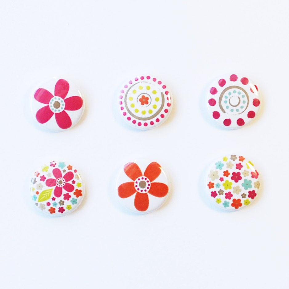 Inky Floral - Set of 6 badges