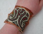 Indian Embroidery Cuff Bracelet, tribal jewellery, bohemian, hippie chic, primitive style, gypsy, vintage, upcycled, recycled, repurposed