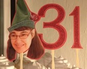 Large glitter personalized photo cake topper