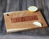 16" x 11" Custom Engraved Wood Cutting Board - Modern Design With Name & Date
