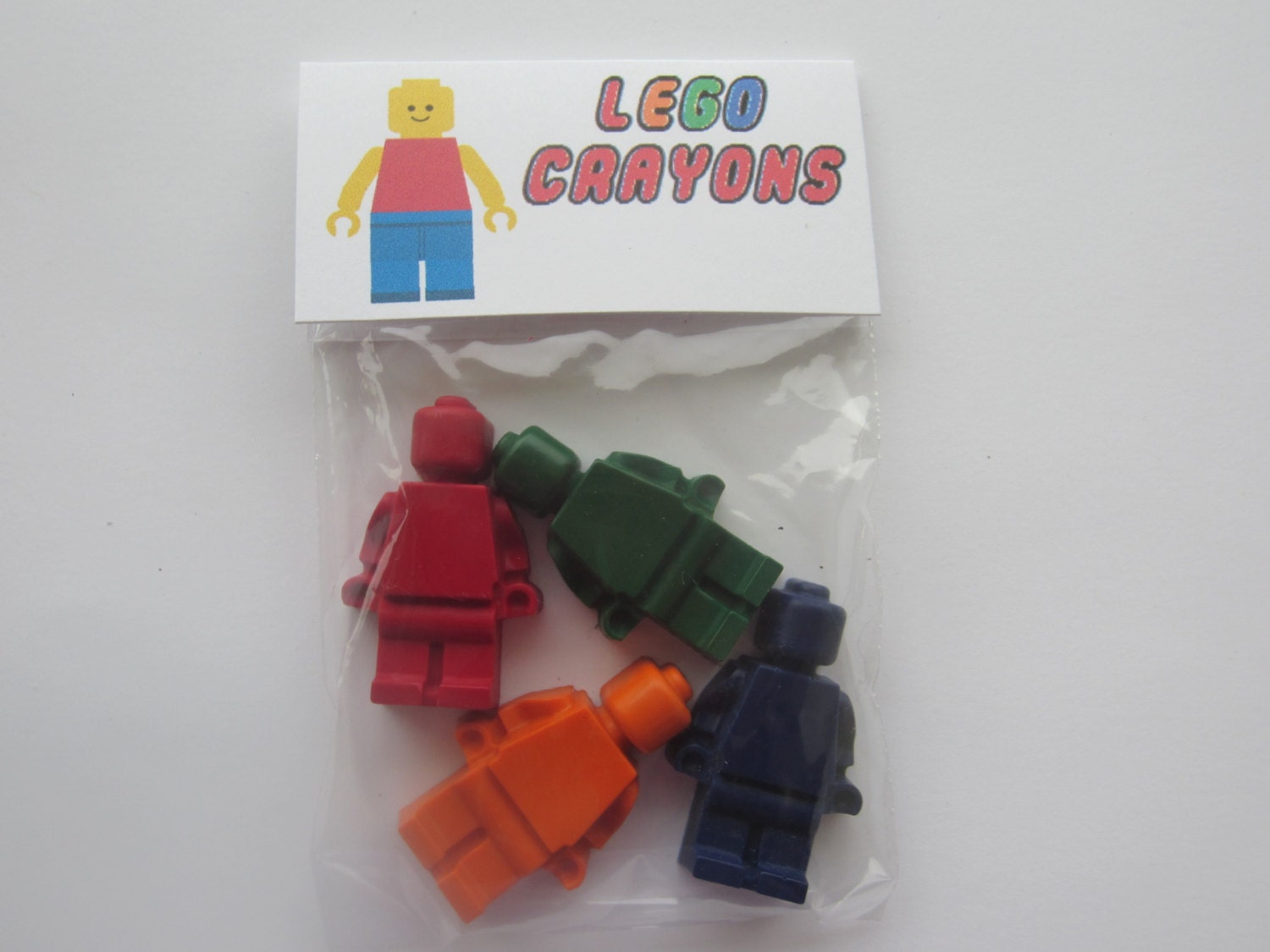 10 Building Brick Mini Figurine Men Crayon Party Favors. 4 Crayons per pack. Red. Orange, Blue, and Green Il_170x135